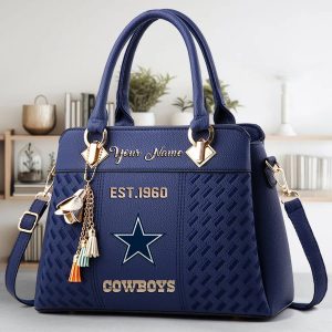 Dallas Cowboys Custom Name Classic Leather Handbag VS11