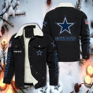 Dallas Cowboys Custom Name Casual Winter Corduroy Jacket VS02