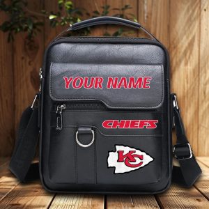 Kansas City Chiefs Custom Name Men Leather Crossbody Bag, Cell Phone Purse, Zipper Shoulder Bag VS02