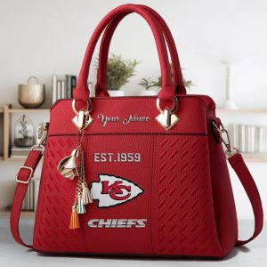 Kansas City Chiefs Custom Name Classic Leather Handbag VS9
