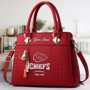 Kansas City Chiefs Custom Name Classic Leather Handbag VS2