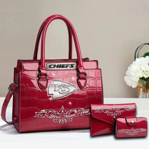 Kansas City Chiefs Custom Name Classic Leather Handbag VS5