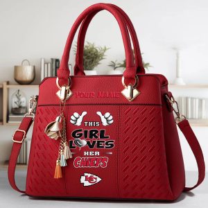 Kansas City Chiefs Custom Name Classic Leather Handbag VS8