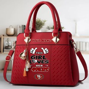 San Francisco 49ers Custom Name Classic Leather Handbag VS2