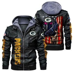 Green Bay Packers Designed Casual Winter Leather Jacket VS04