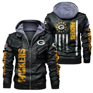 Green Bay Packers Designed Casual Winter Leather Jacket VS05