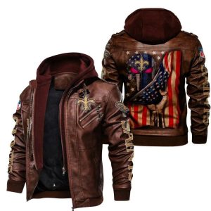 New Orleans Saints Designed Casual Winter Leather Jacket VS03