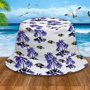 Baltimore Ravens Unisex Summer Casual Hawaiian Bucket Hat VS01