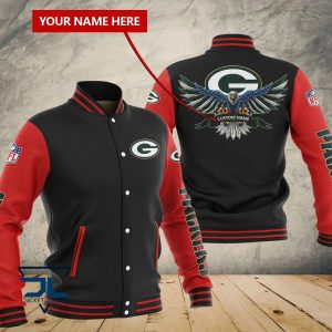 Green Bay Packers Custom Name Casual Baseball Jacket VS01