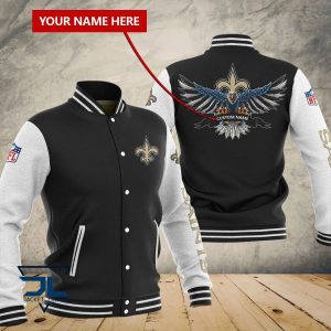 New Orleans Saints Custom Name Casual Baseball Jacket VS01