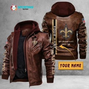 New Orleans Saints Custom Name Designed Casual Winter Leather Jacket VS05