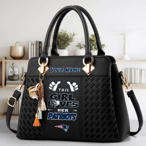 New England Patriots Custom Name Classic Leather Handbag VS01