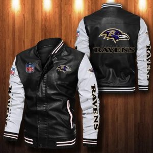 Baltimore Ravens Designed Casual Winter Leather Bomber Jacket VS1