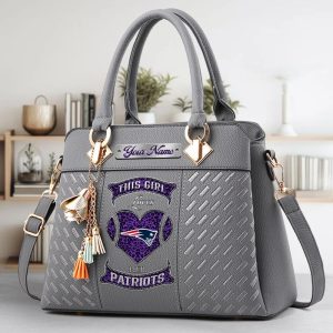 New England Patriots Custom Name Classic Leather Handbag VS02