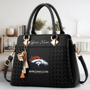 Denver Broncos Custom Name Classic Leather Handbag VS06