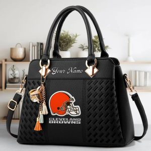 Cleveland Browns Custom Name Classic Leather Handbag VS05
