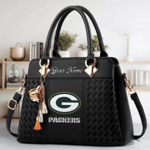 Green Bay Packers Custom Name Classic Leather Handbag VS03