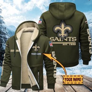 New Orleans Saints Custom Name Unisex Fleece Zip Hoodie VS01