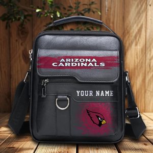 Arizona Cardinals Custom Name Men Leather Crossbody Bag, Cell Phone Purse, Zipper Shoulder Bag VS02