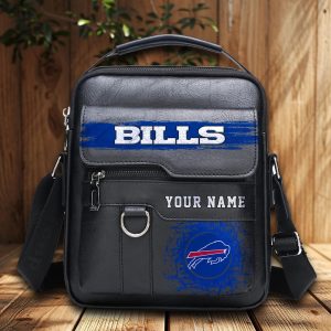 Buffalo Bills Custom Name Men Leather Crossbody Bag, Cell Phone Purse, Zipper Shoulder Bag VS01