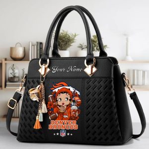 Denver Broncos Custom Name Classic Leather Handbag VS04