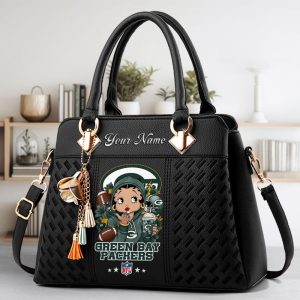 Green Bay Packers Custom Name Classic Leather Handbag VS04