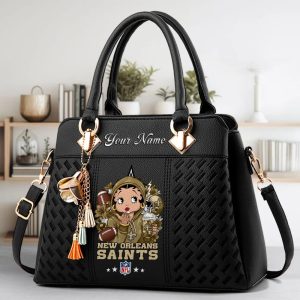 New Orleans Saints Custom Name Classic Leather Handbag VS03