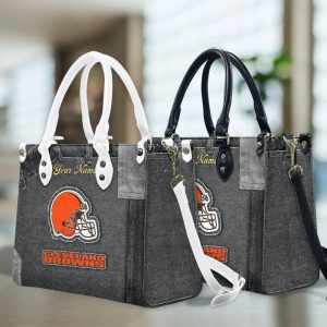 Cleveland Browns Custom Name Vintage Leather Handbag VS02