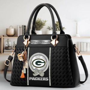 Green Bay Packers Custom Name Classic Leather Handbag VS06