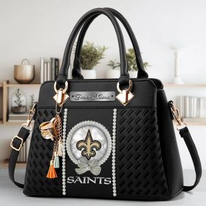 New Orleans Saints Custom Name Classic Leather Handbag VS04