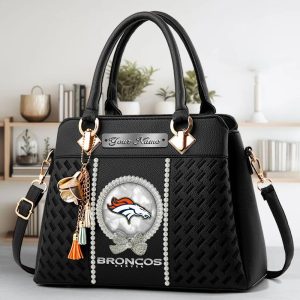 Denver Broncos Custom Name Classic Leather Handbag VS05