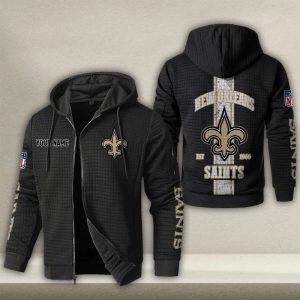 New Orleans Saints Custom Name High Quality Zip Hoodie VS03
