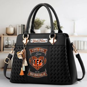 Cincinnati Bengals Custom Name Classic Leather Handbag VS02