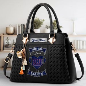 New York Giants Custom Name Classic Leather Handbag VS03