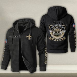 New Orleans Saints Custom Name High Quality Zip Hoodie VS02