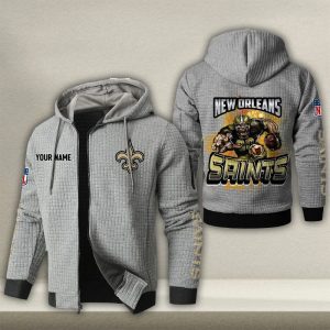 New Orleans Saints Custom Name High Quality Zip Hoodie VS01