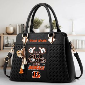 Cincinnati Bengals Custom Name Classic Leather Handbag VS01