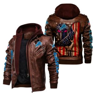 Detroit Lions Designed Casual Winter Leather Jacket VS04
