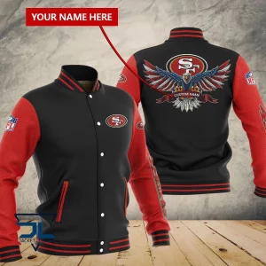 San Francisco 49ers Custom Name Casual Baseball Jacket VS01