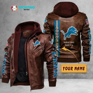 Detroit Lions Custom Name Designed Casual Winter Leather Jacket VS02
