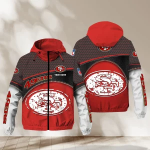 San Francisco 49ers Custom Name All Over Print Zip Hoodie