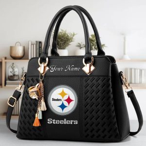 Pittsburgh Steelers Custom Name Classic Leather Handbag VS05