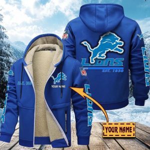 Detroit Lions Custom Name Unisex Fleece Zip Hoodie VS01