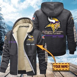 Minnesota Vikings Custom Name Unisex Fleece Zip Hoodie VS01