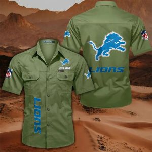 Detroit Lions Custom Name Military Cargo Cotton Shirts VS01