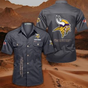 Minnesota Vikings Custom Name Military Cargo Cotton Shirts VS01