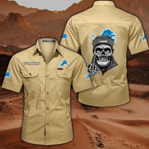 Detroit Lions Custom Name Military Cargo Cotton Shirts VS02
