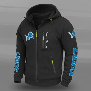 Detroit Lions Custom Name All Over Print Zip Hoodie VS02