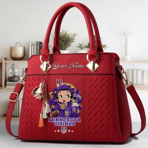 Minnesota Vikings Custom Name Classic Leather Handbag VS03