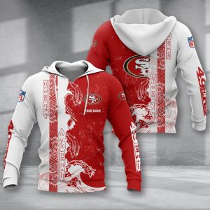 San Francisco 49ers Custom Name Zipper, Hoodie, Baseball Jacket, Bomber Jacket, Tshirt, Sweatshirt, Polo Shirt VS13